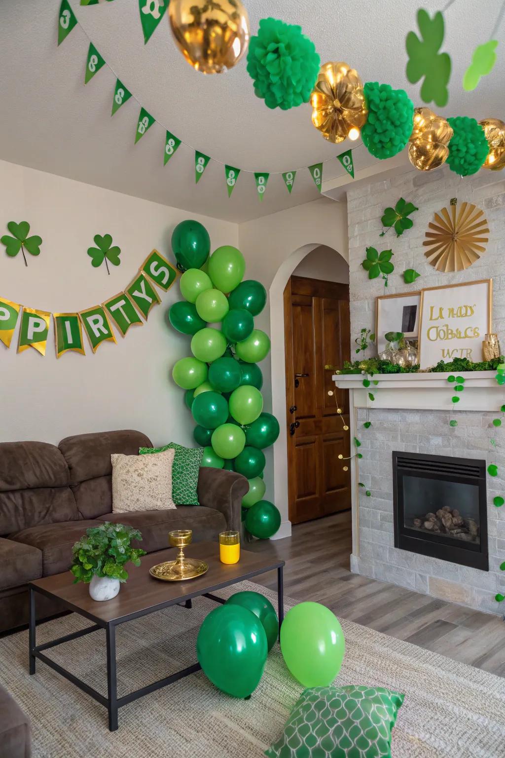 Turn your space into a green wonderland with festive balloons and shamrock-themed decorations.