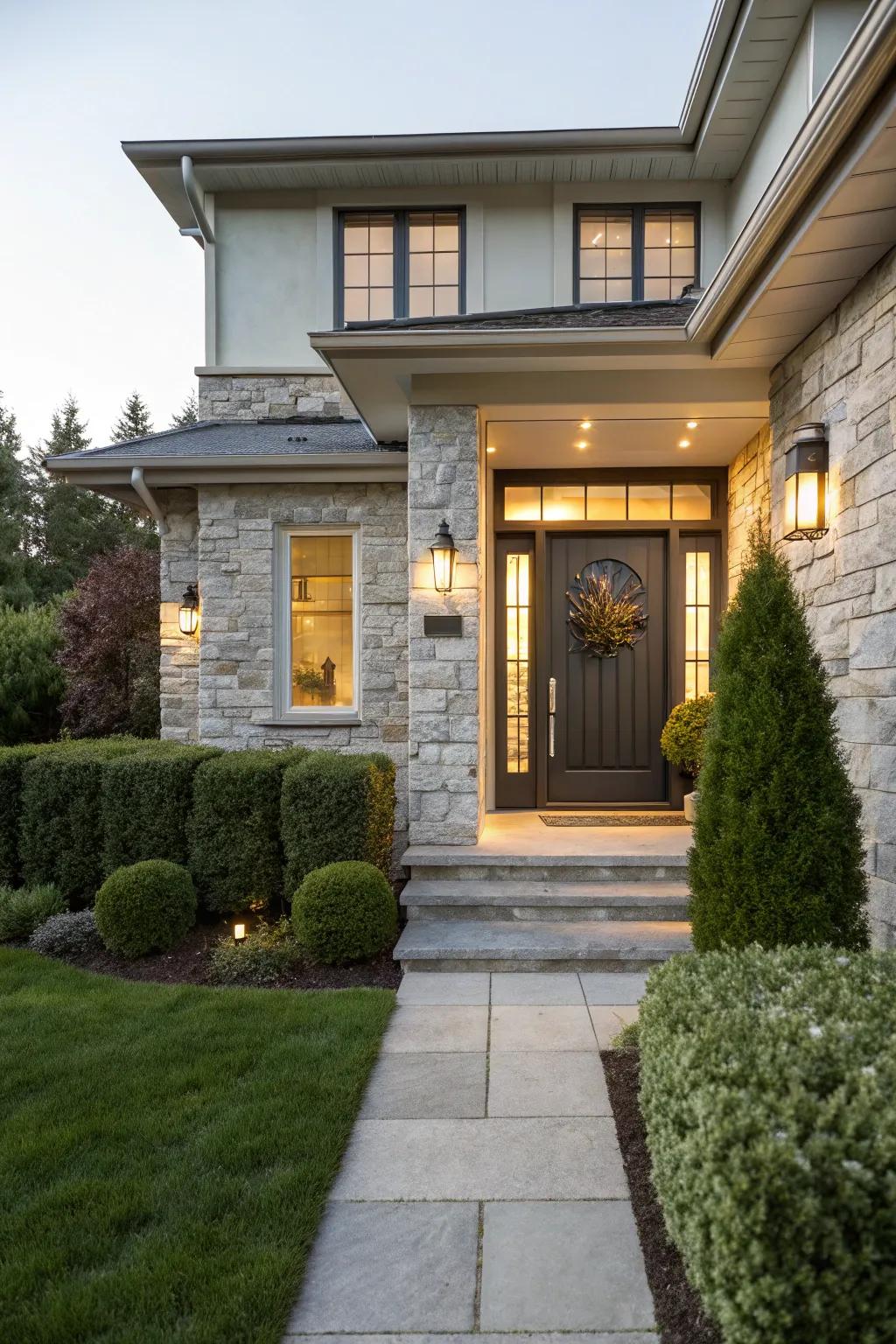 Stone framing adds depth and elegance to any doorway.