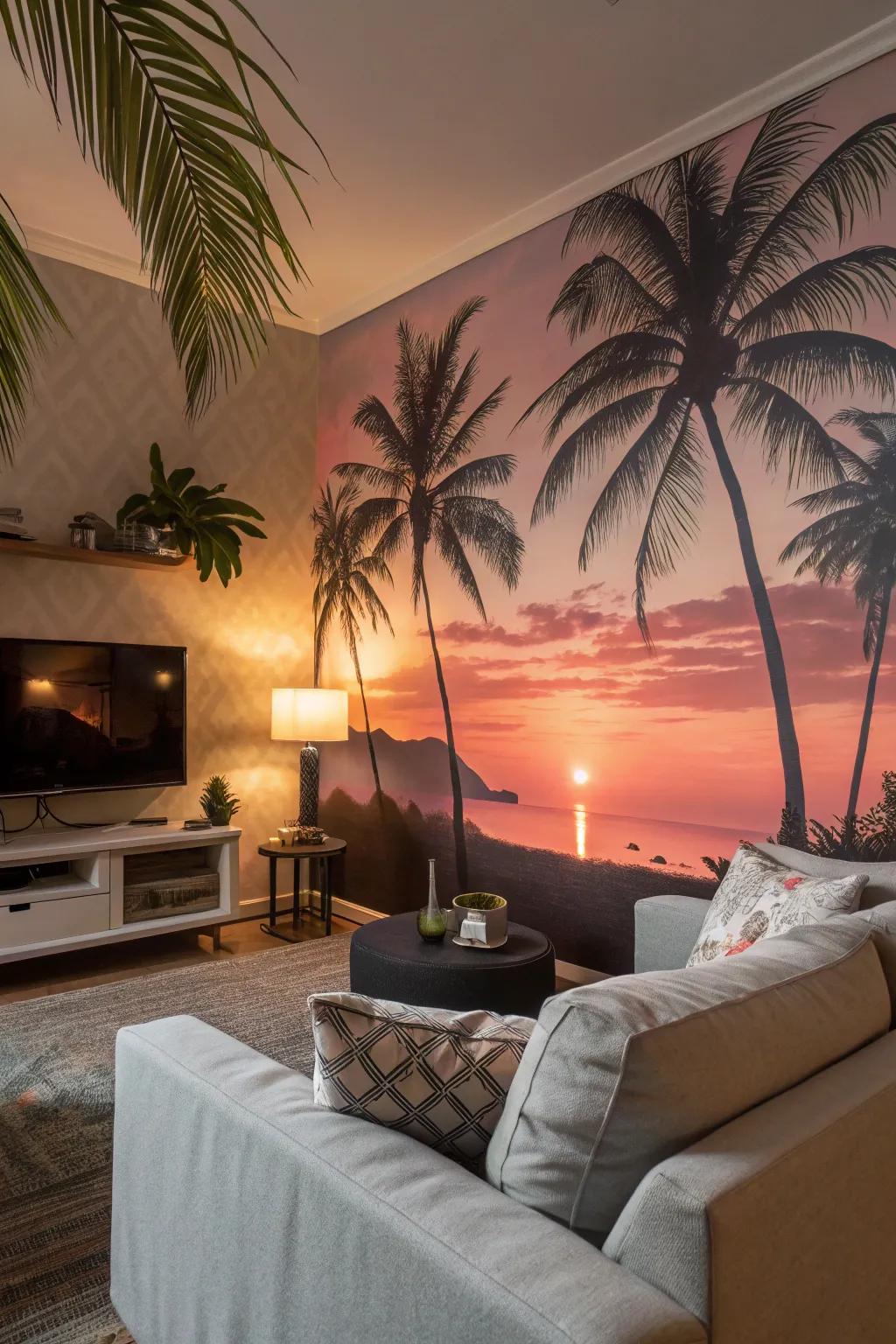 Feel the beach vibes with tropical wallpaper.