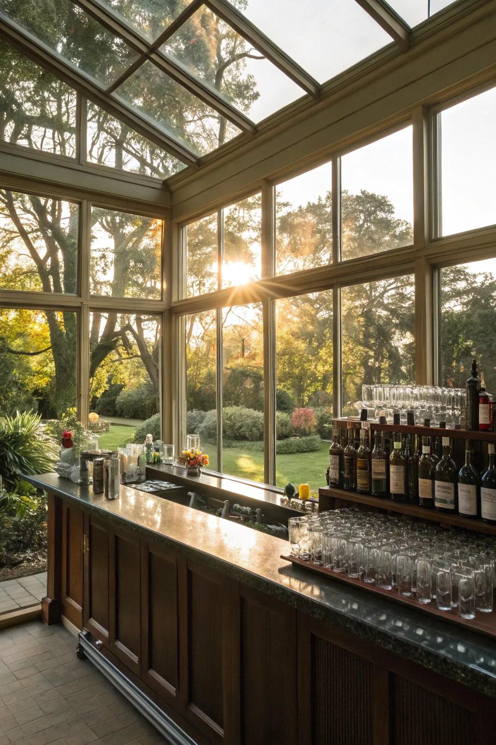Maximizing natural light in your sunroom bar creates a welcoming and uplifting atmosphere.