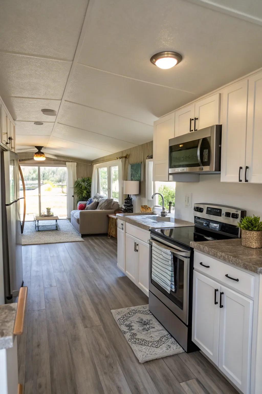 Creating an open layout can dramatically increase space in your kitchen.