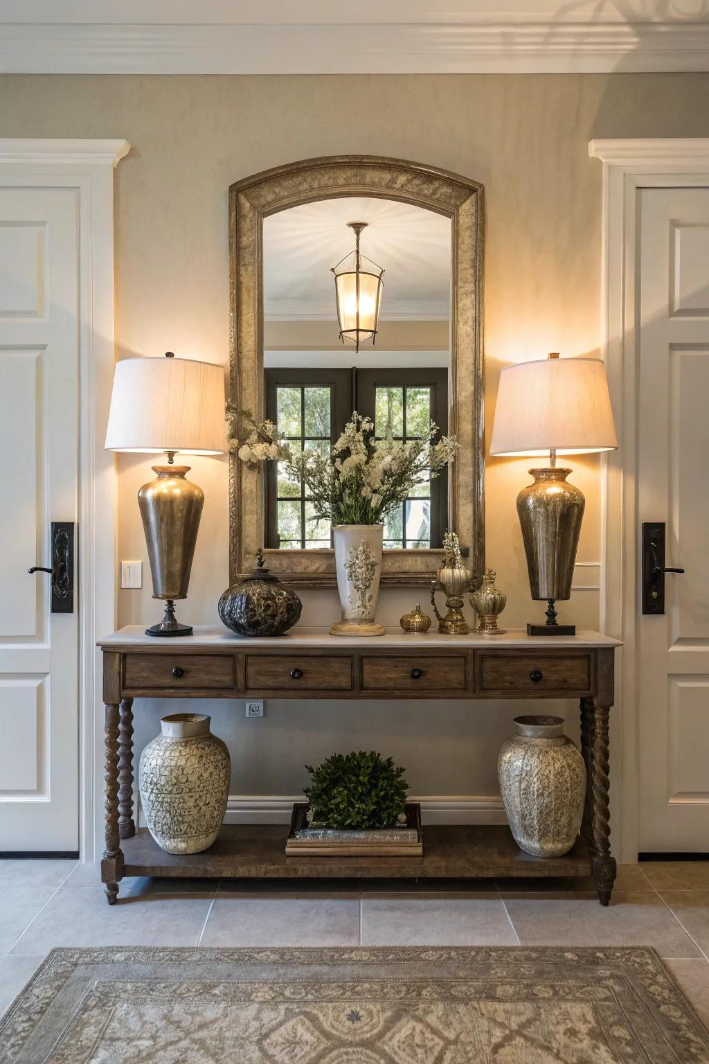 Symmetry in design brings harmony and elegance to your entryway.