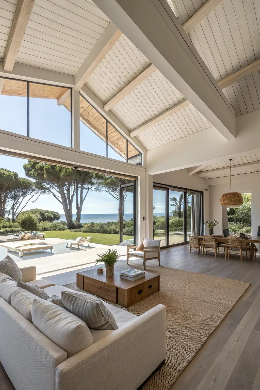 Open spaces with high ceilings create a welcoming ambiance.