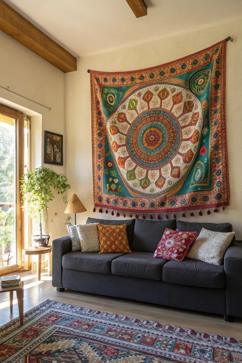 A tapestry can be the centerpiece of your living room.