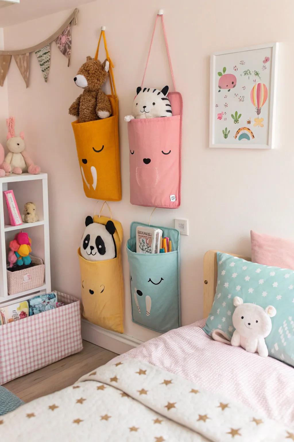 Animal-themed wall pockets for a playful and whimsical decor.