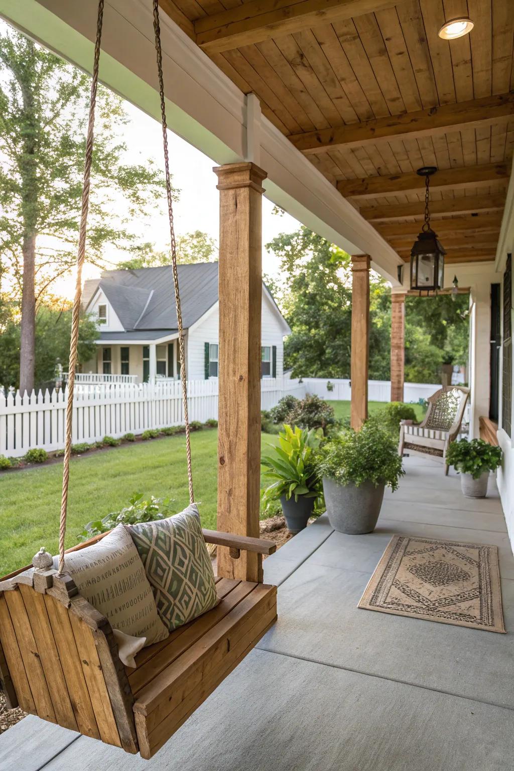 Exposed wooden beams add authentic charm.