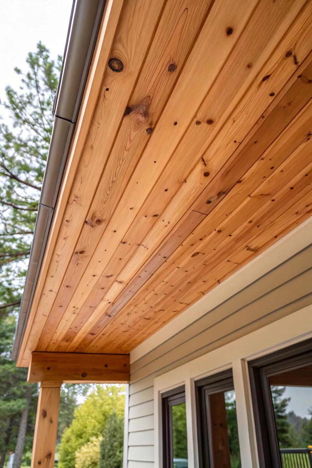 Cedar wood soffits create a warm and welcoming entrance.