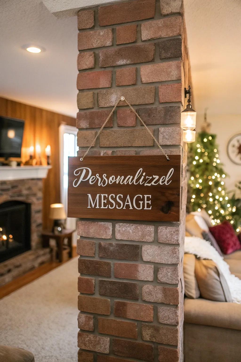 Personalized wooden signs add a warm touch to any space.