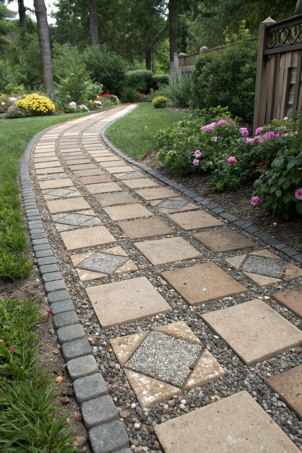 A textural blend of pavers and gravel for visual interest.