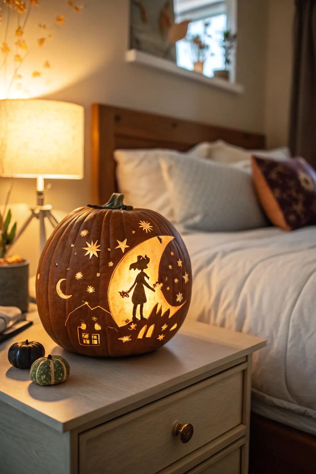 Create tranquility with an anime-inspired night sky pumpkin.