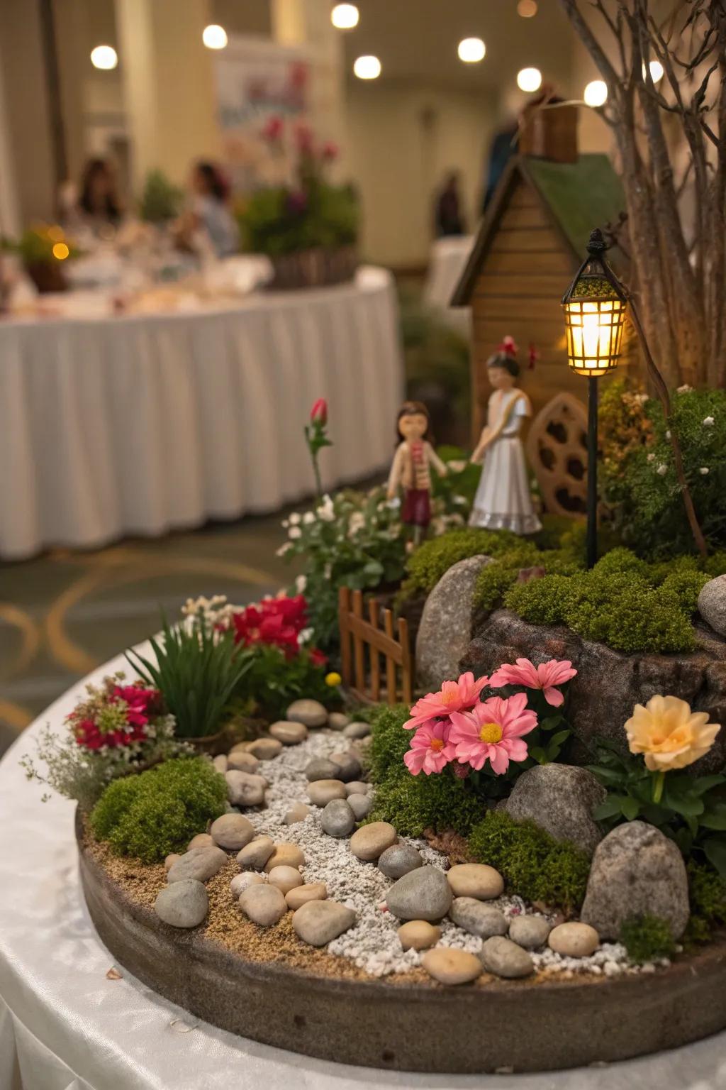 Miniature gardens offer a personal and whimsical touch.