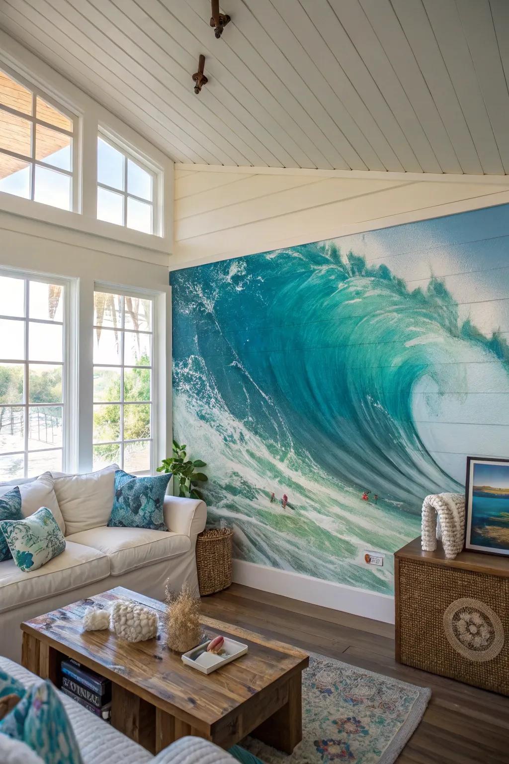 A stunning mural that captures the essence of the sea.