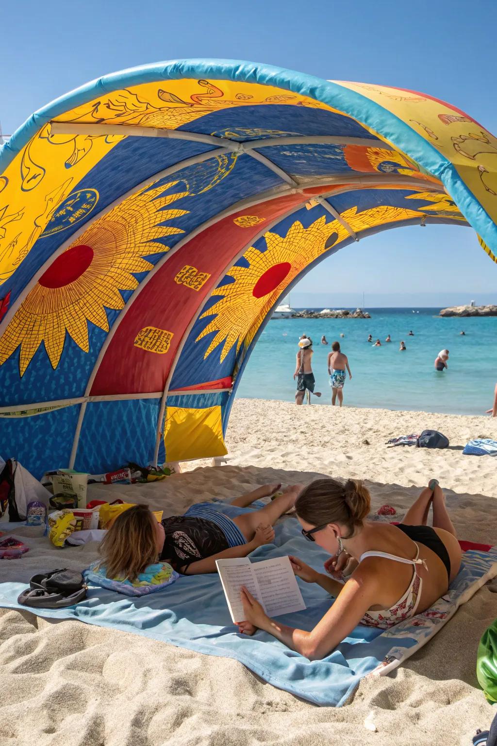 Inflatable shades are fun and quick to set up for instant beach comfort.