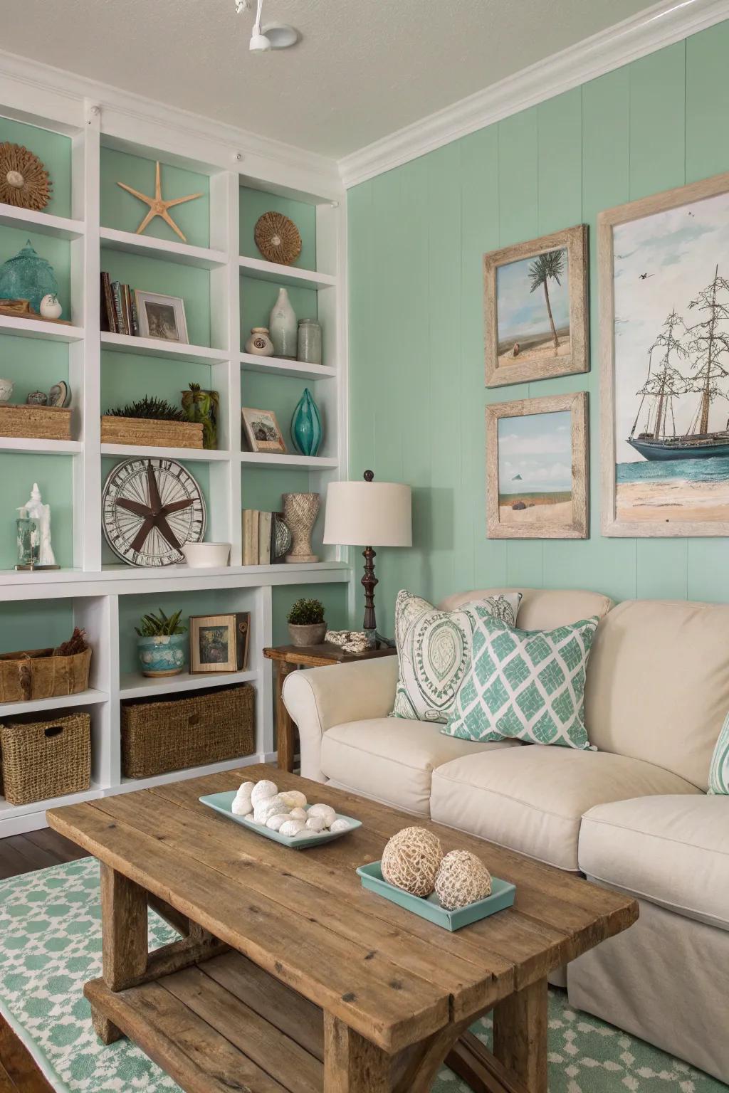 A coastal accent wall makes a striking statement.