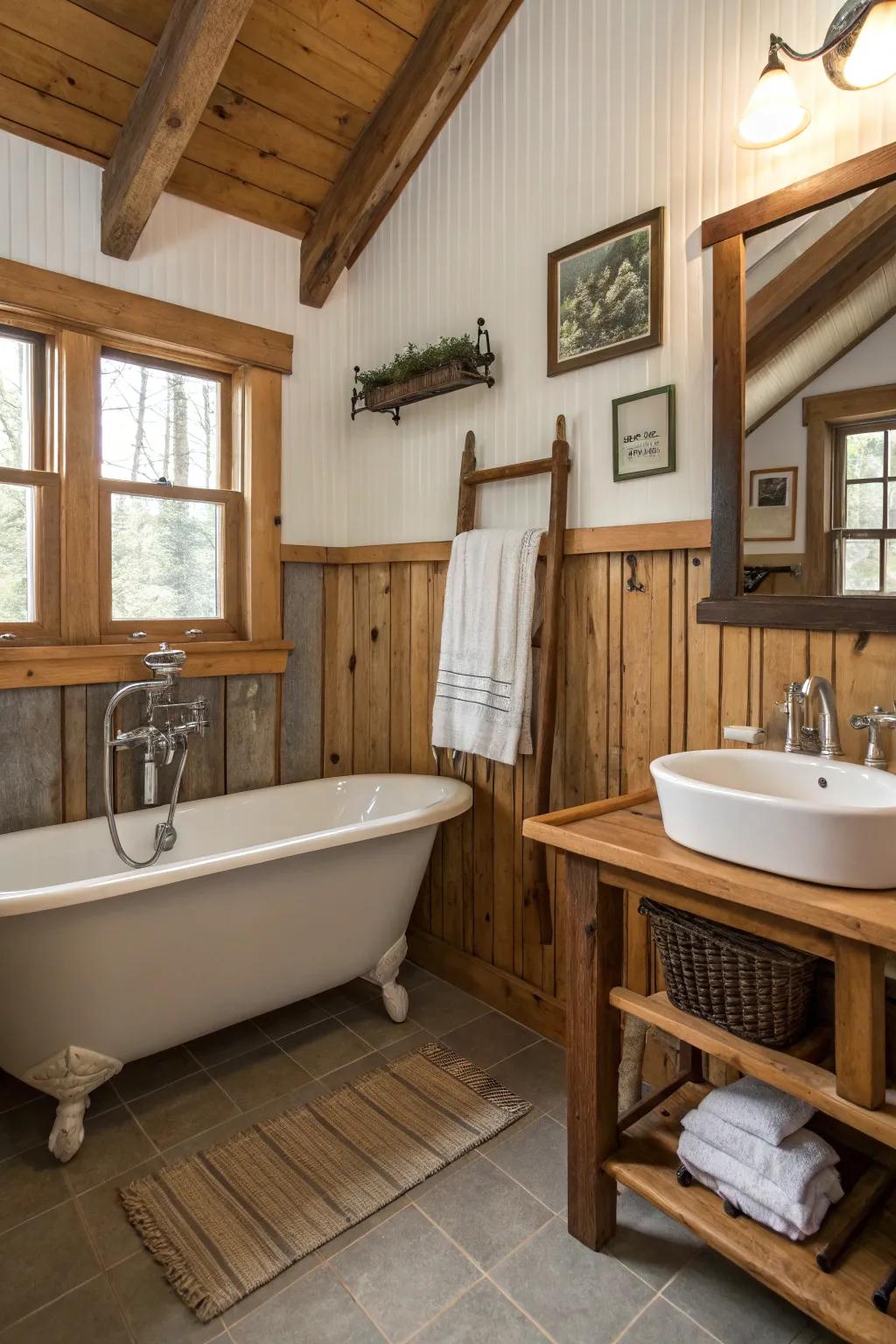 Beadboard and wood combine for a rustic, warm feel.