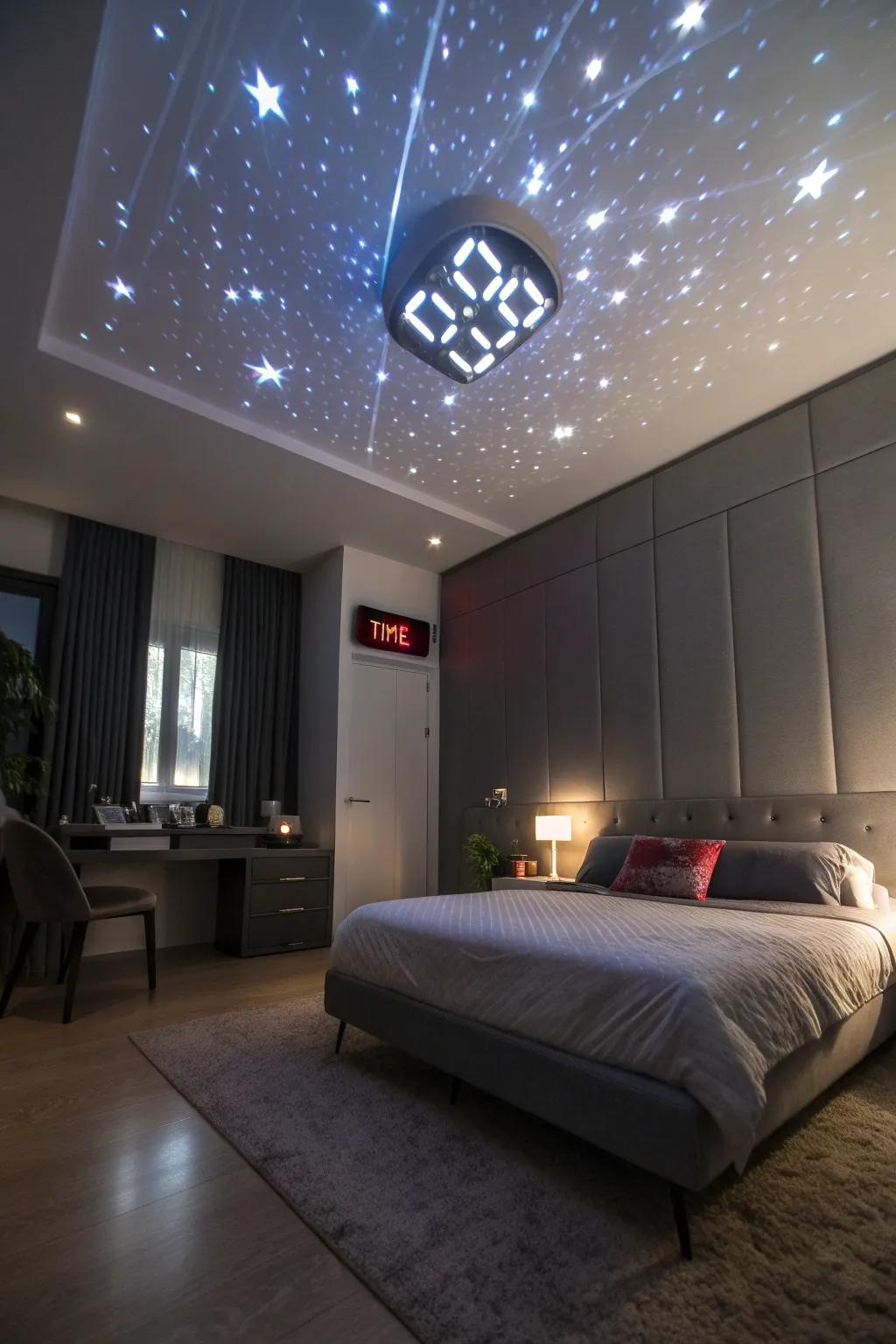 Add a modern flair with a futuristic projector clock.