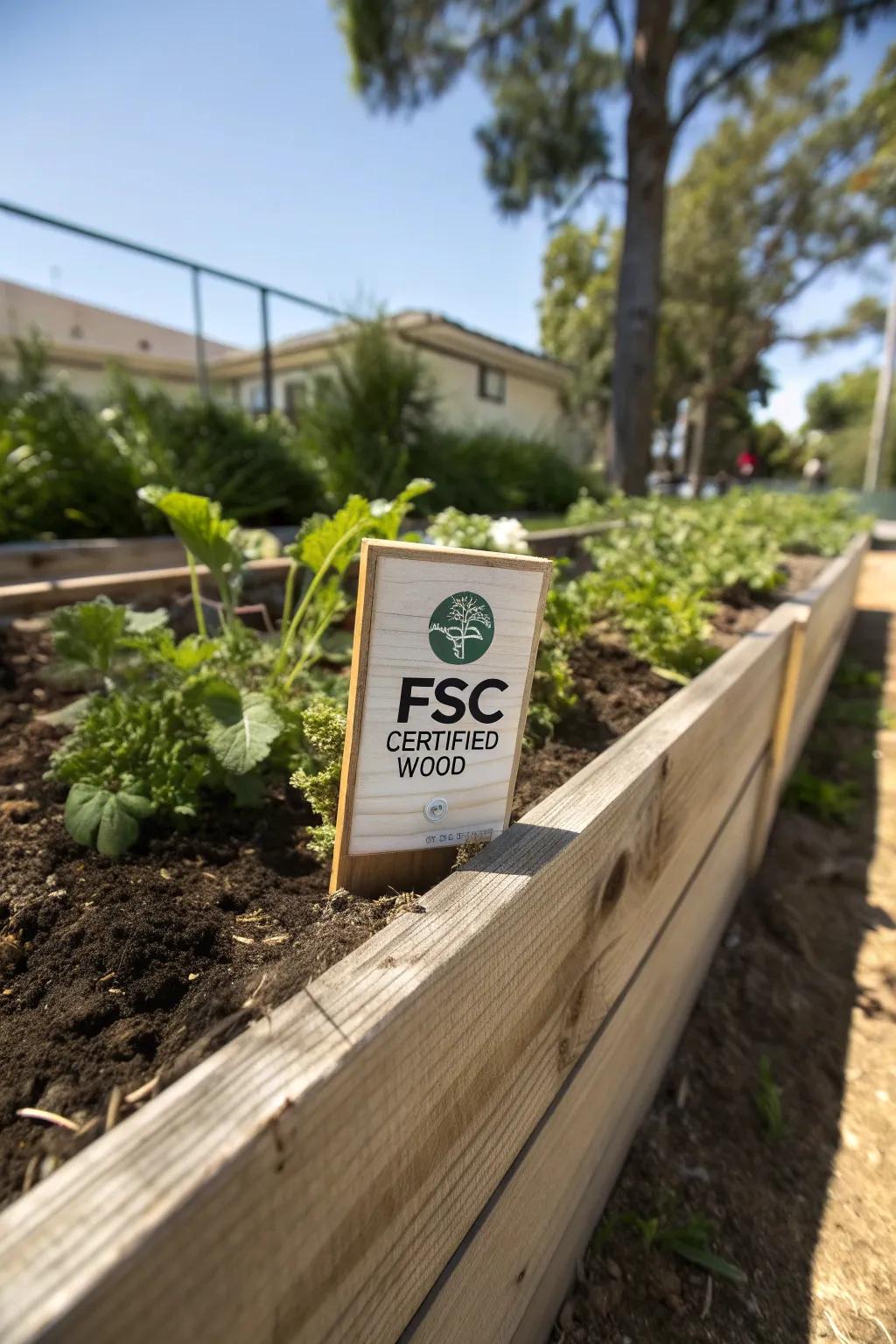 FSC certified wood supports sustainable forestry practices.