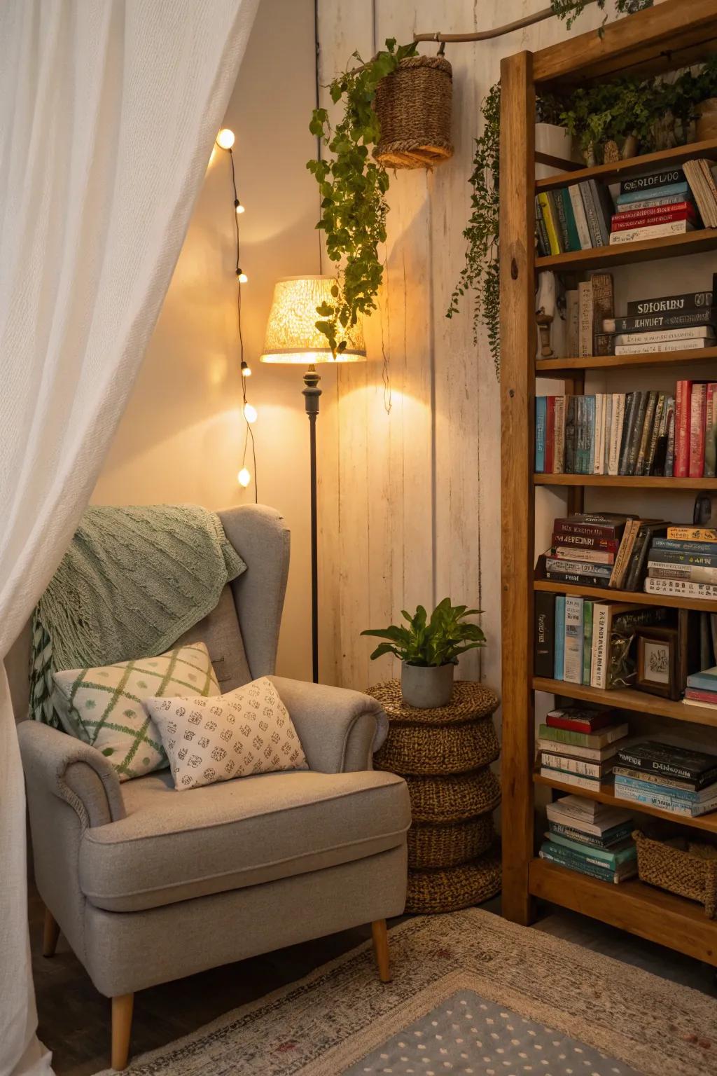 A cozy corner nook that makes the most of small spaces.