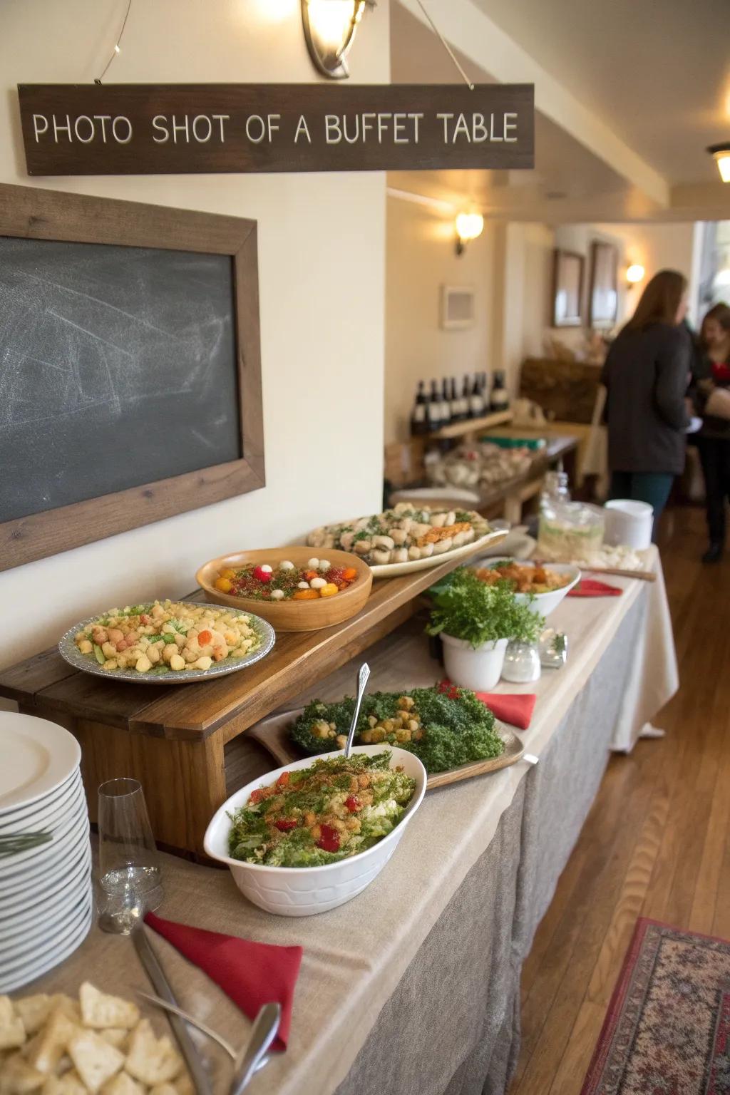 Chalkboard runners add a unique and practical touch to any buffet.