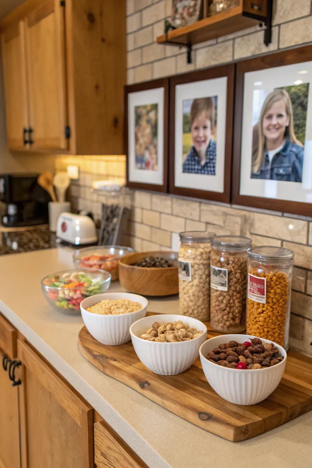 Personal touches make your cereal station uniquely yours.