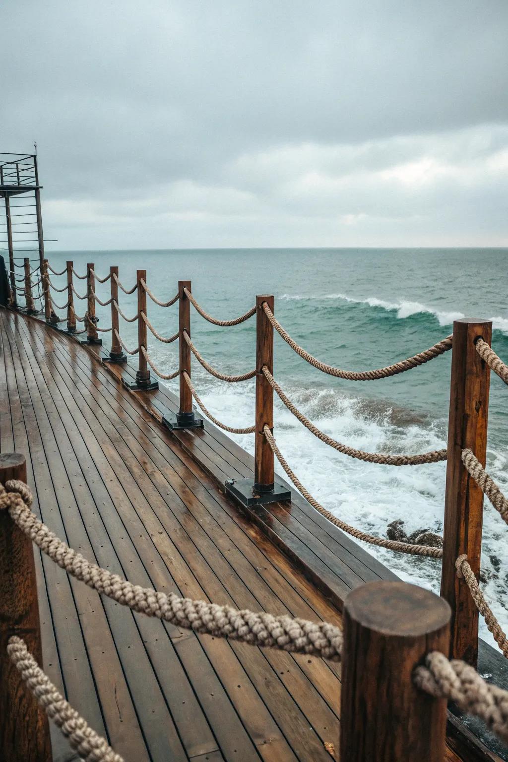 Rope railings add a nautical touch to your deck.