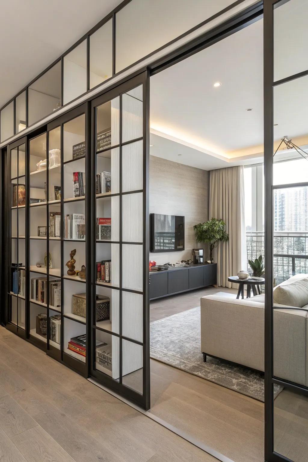 Chic dividers create distinct yet open spaces.