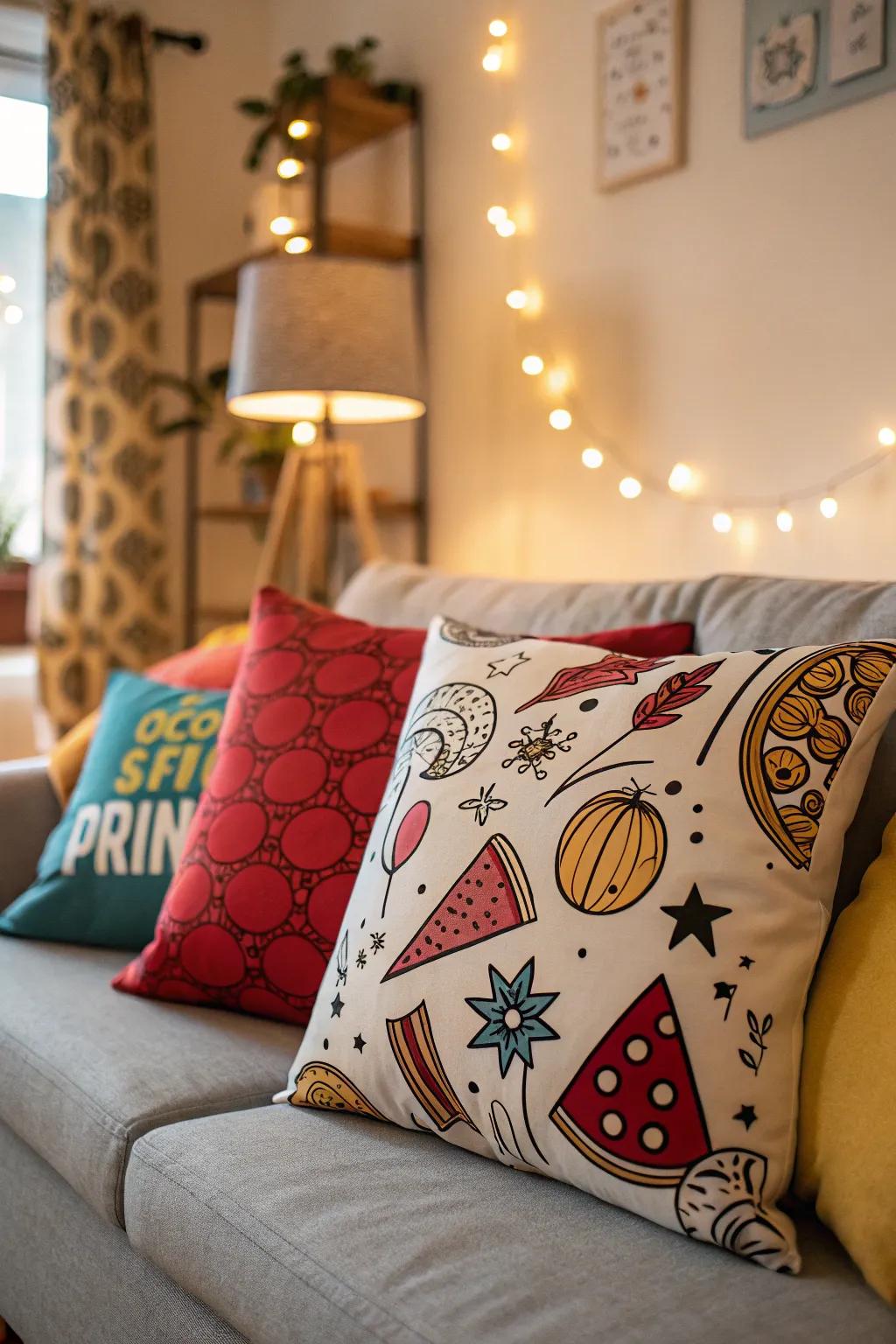 Graphic pillows make a fun and eye-catching statement.