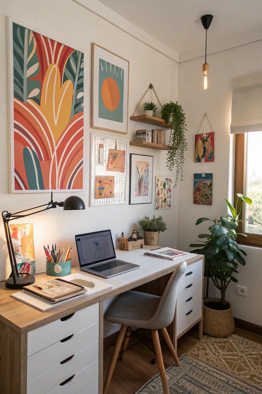 Wall art injects creativity into your workspace.