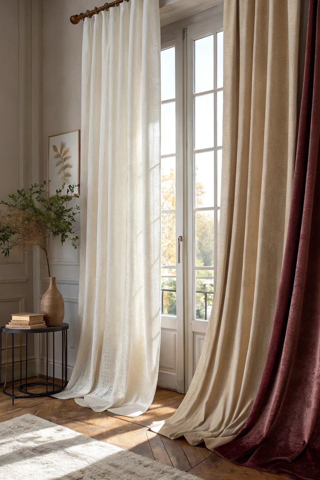 Seasonal curtain fabric change for fresh looks.