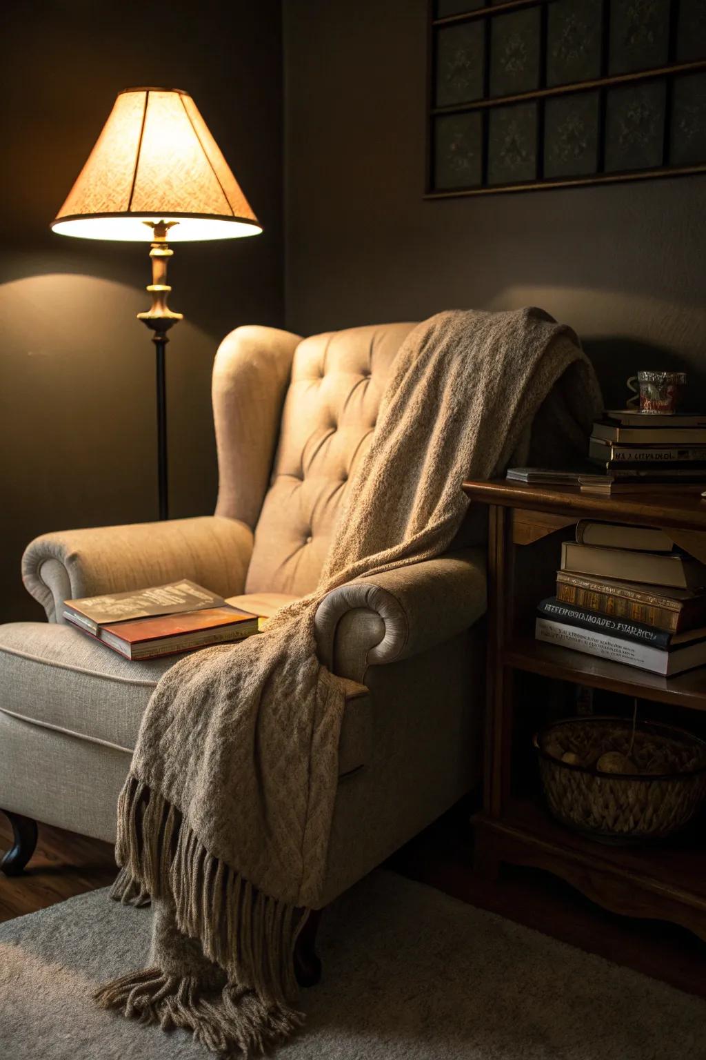 A reading nook is perfect for relaxation and reflection.