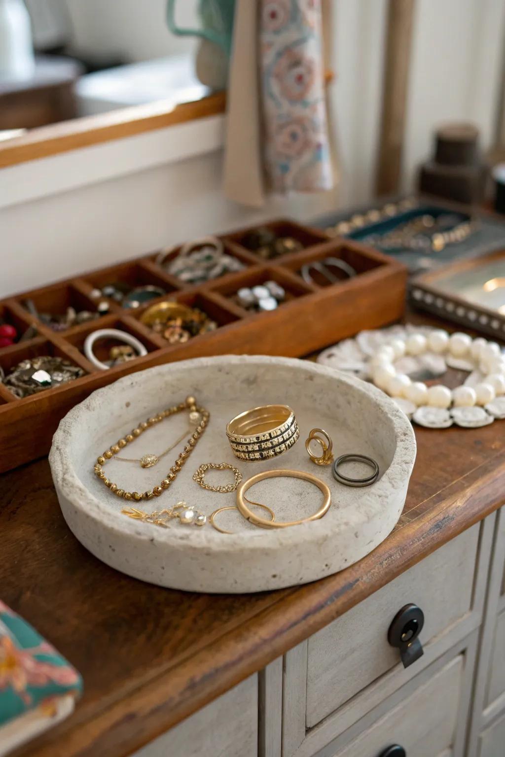 Keep your jewelry organized with a stylish stone dish.