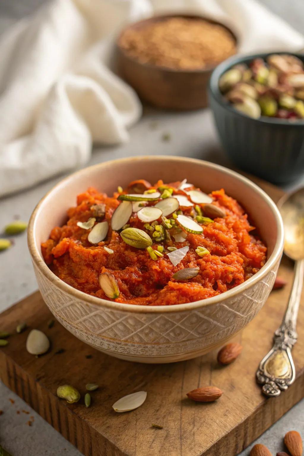 Traditional gajar ka halwa, a rich and comforting dessert.