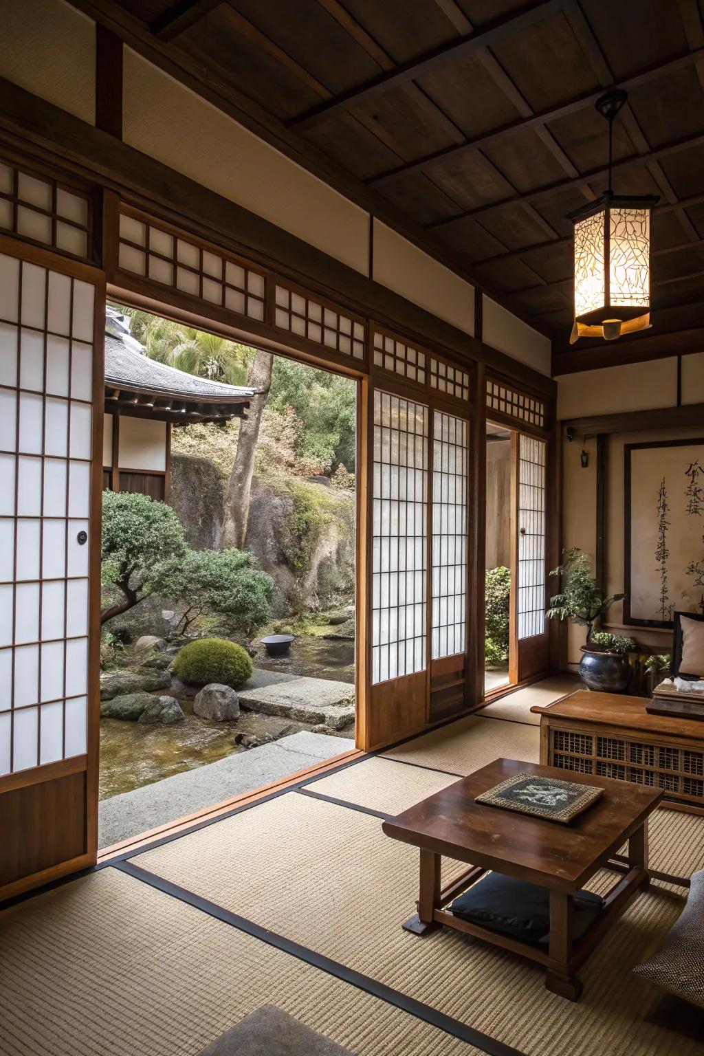 Introduce serenity with shoji screens.