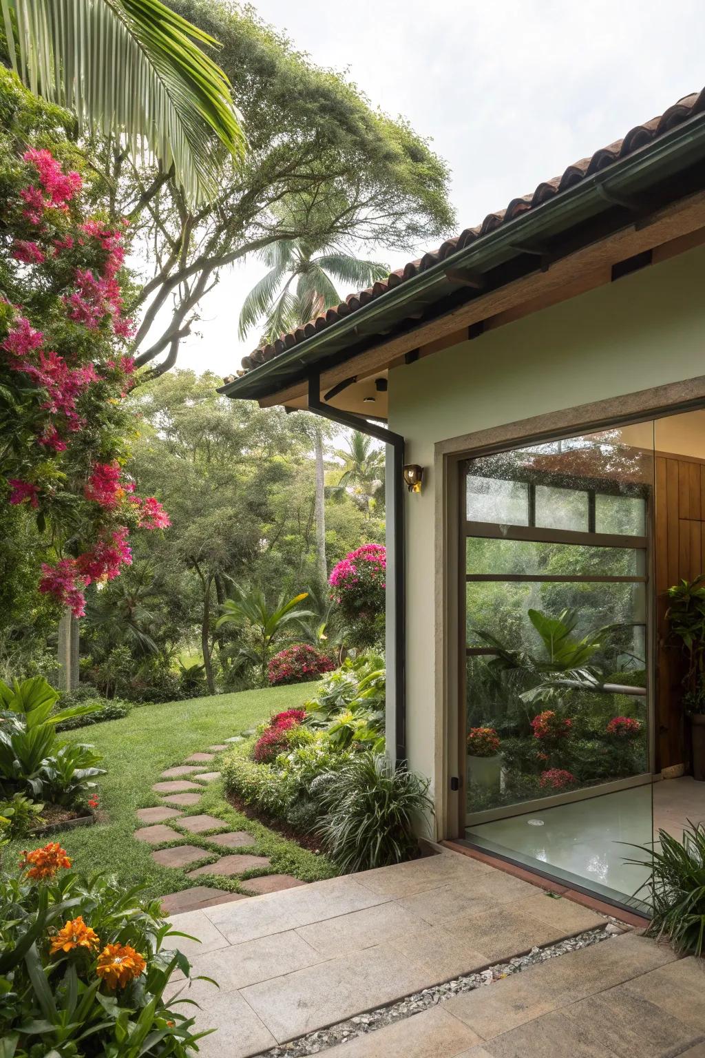 Garage doors can dramatically increase space by integrating the outdoors.