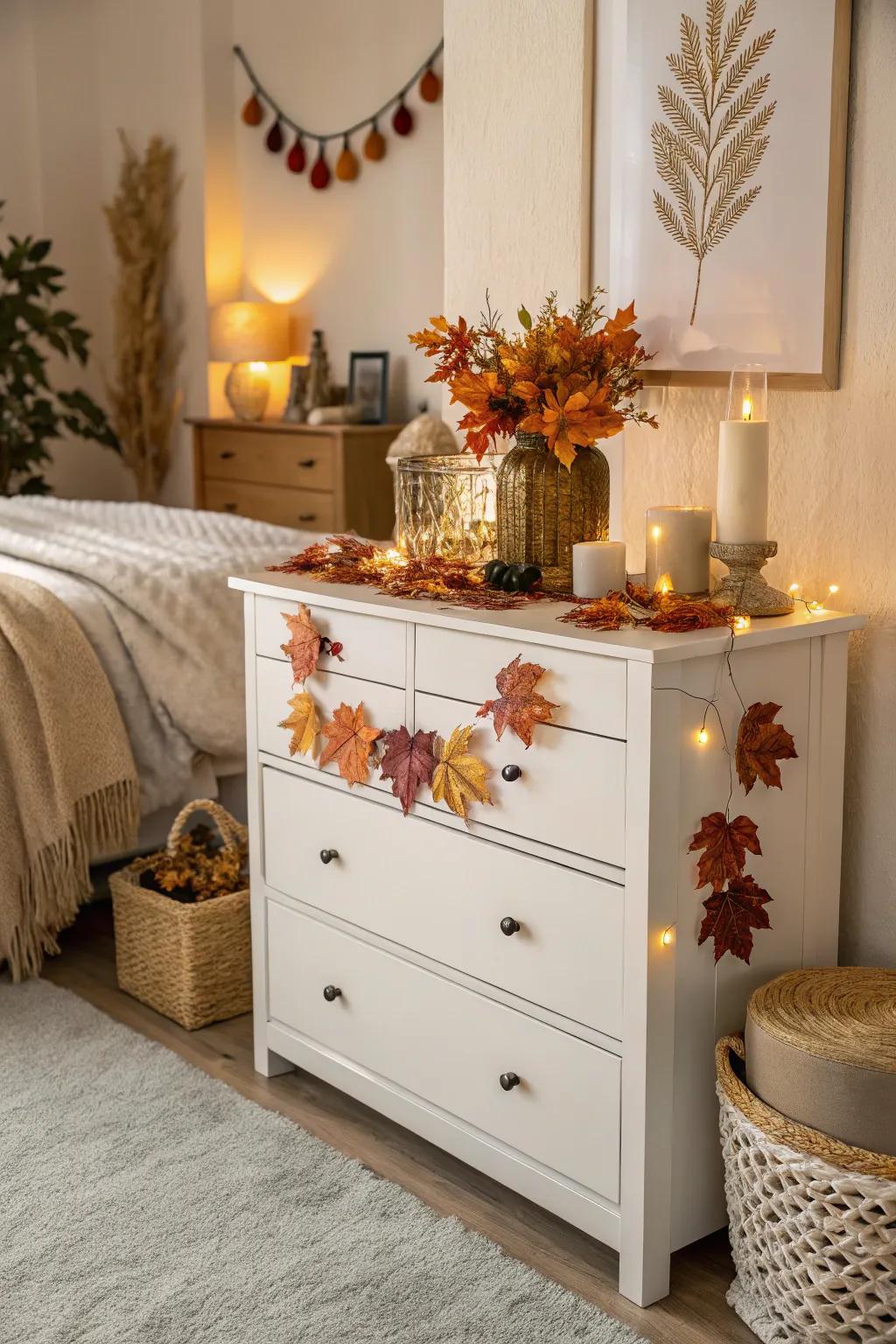 Seasonal decor keeps your dresser looking fresh.