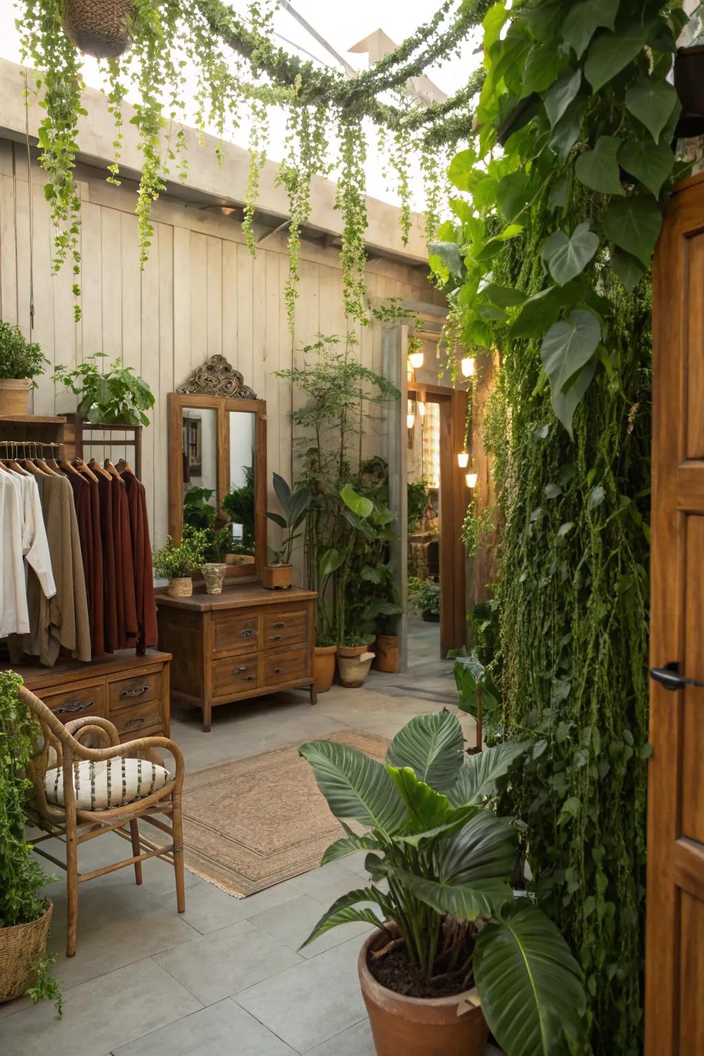 Greenery adds a fresh and lively touch to your dressing room.