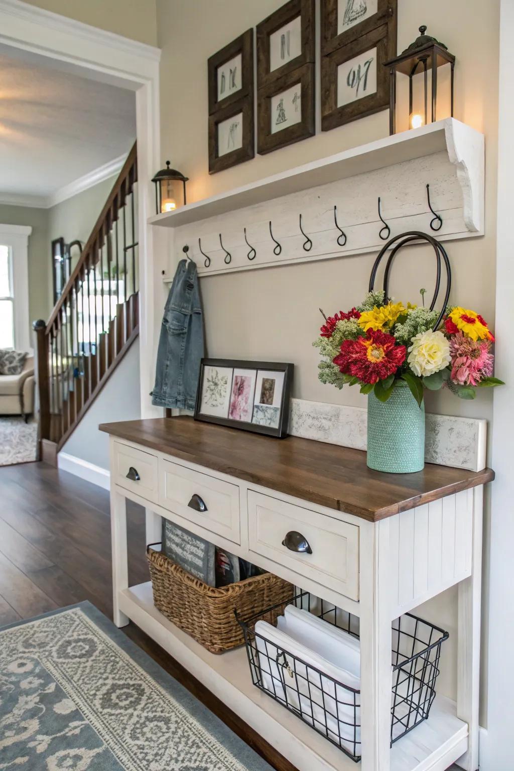 A dry sink becomes a functional entryway table.