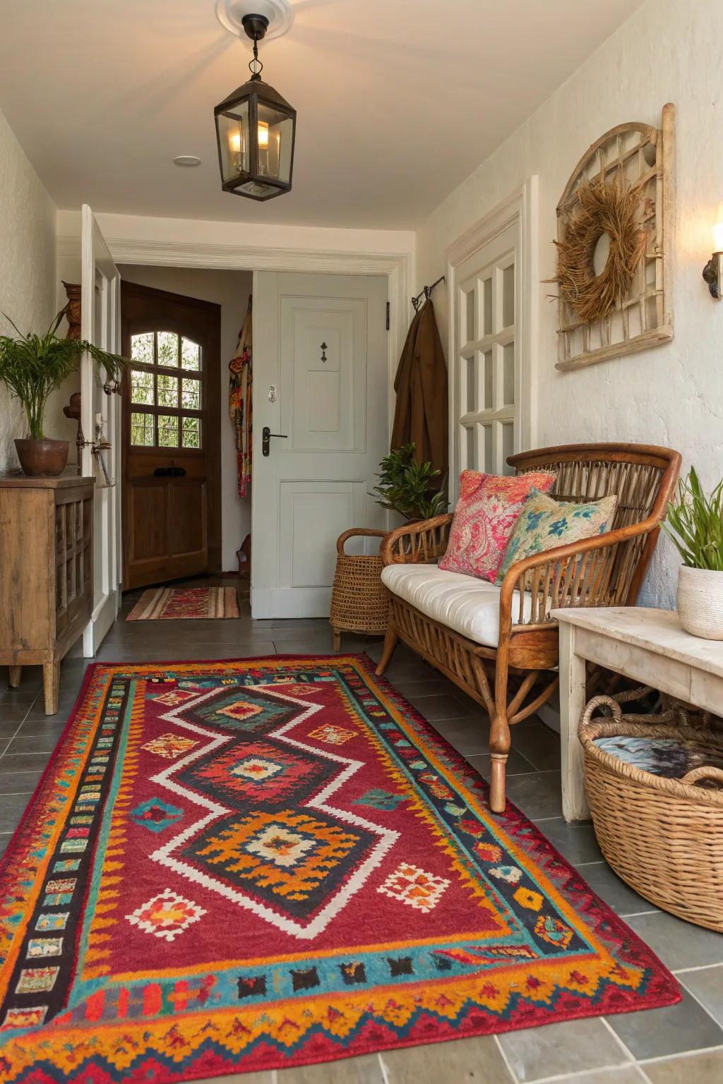 Bold patterns on rugs can showcase your creativity and make a statement.