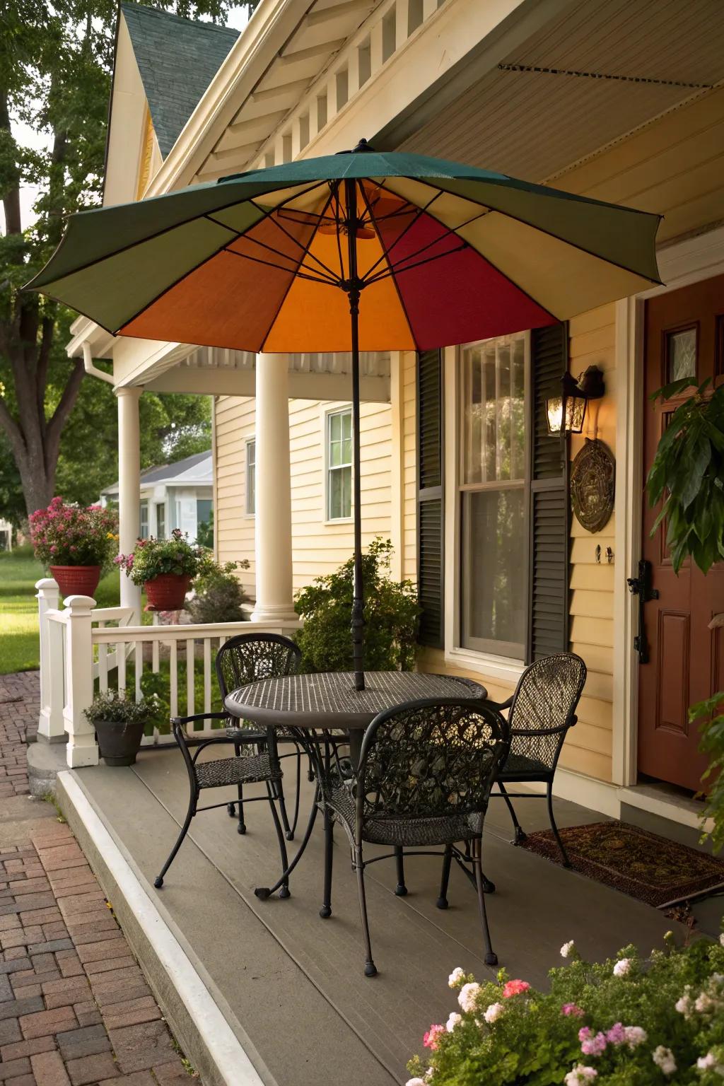 A classic umbrella providing movable shade.