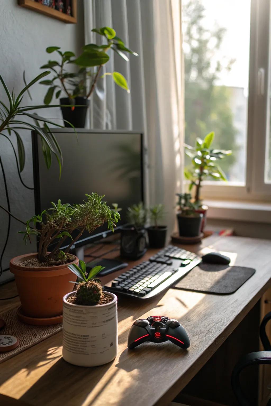 Plants bring a refreshing and calming element to your gaming area.