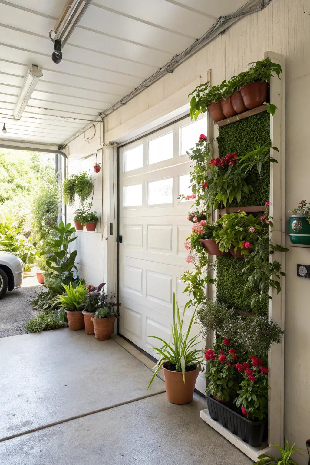 Incorporating nature brings freshness and vibrancy to the garage.