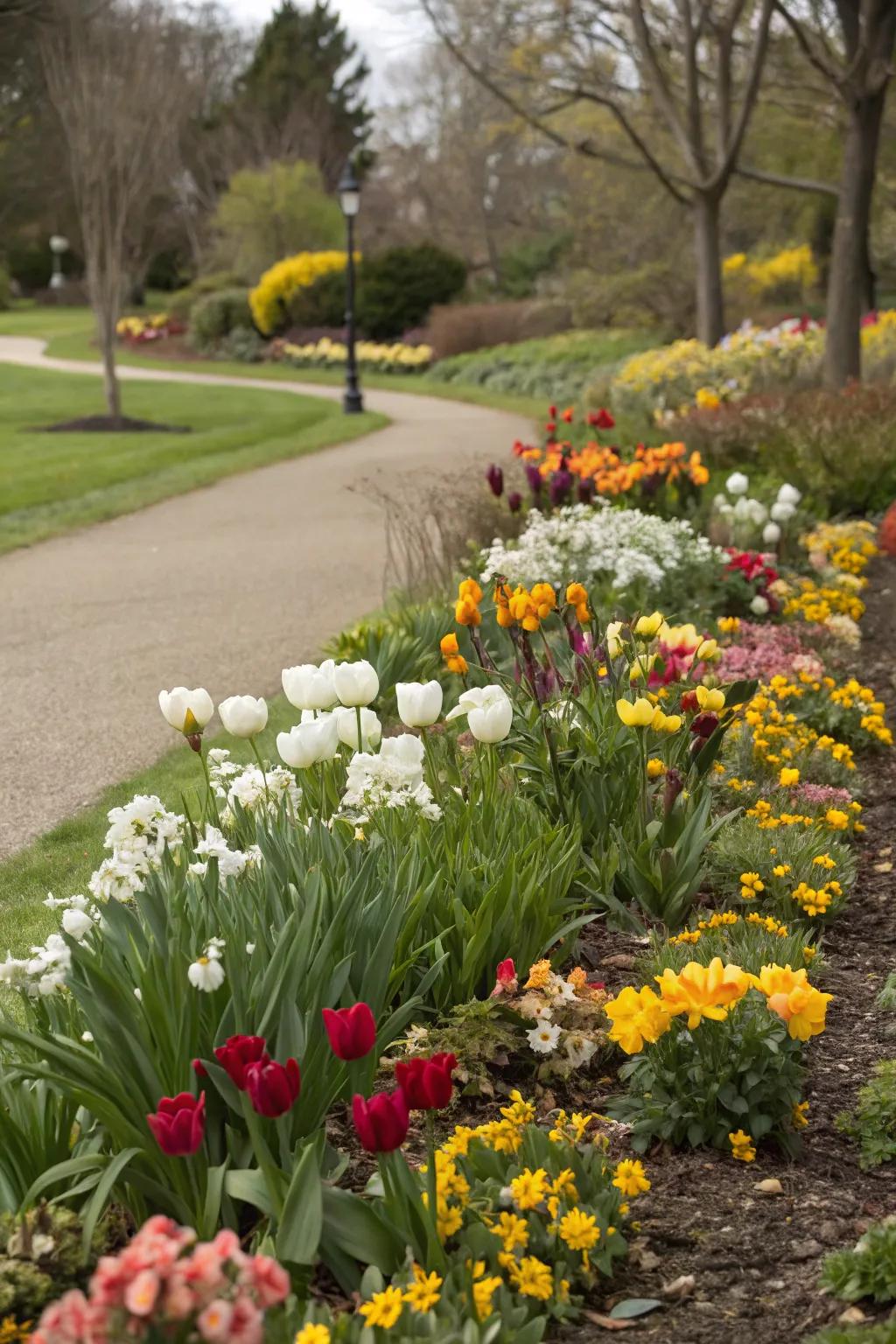 Multi-season flower beds ensure year-round garden color.