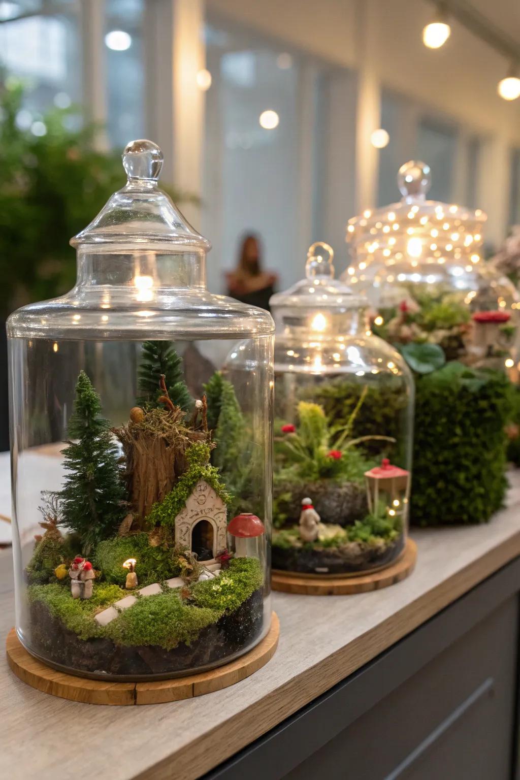 Fairy gardens in jars bring enchantment to your decor.