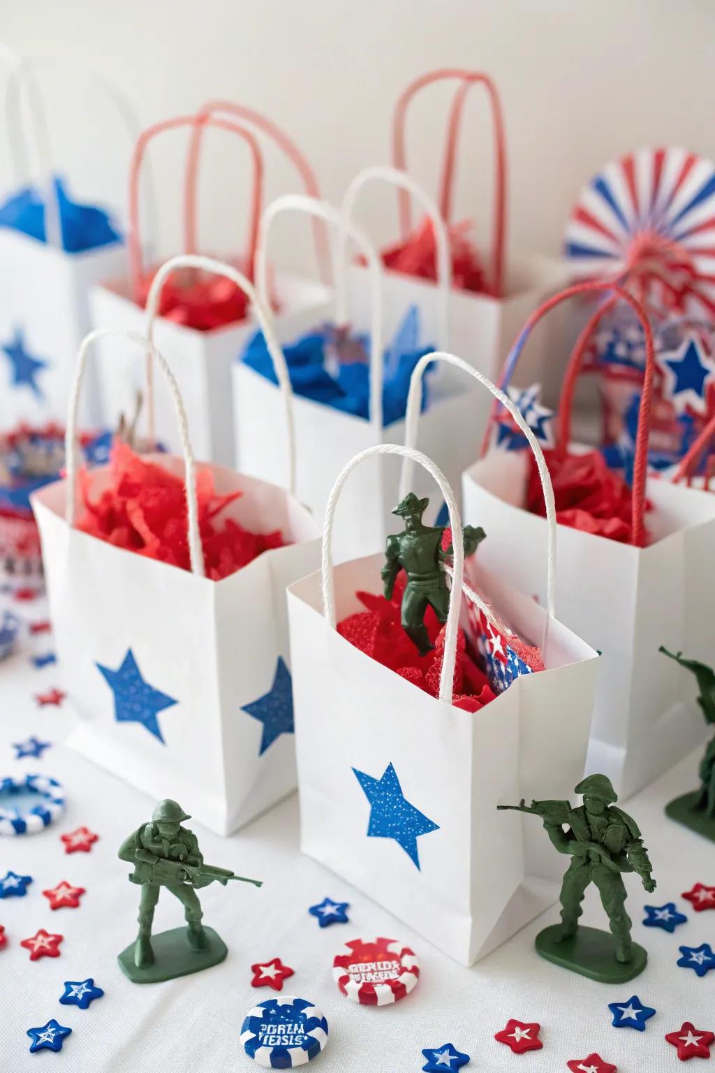 Toy soldier favors add a playful touch.