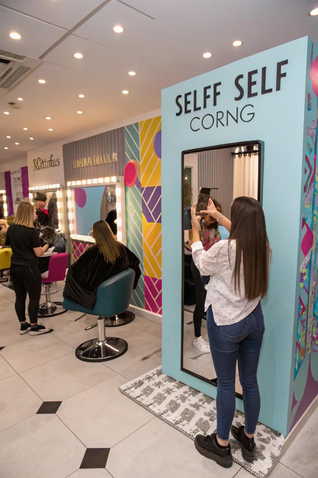 A selfie corner can boost your salon's social media presence.