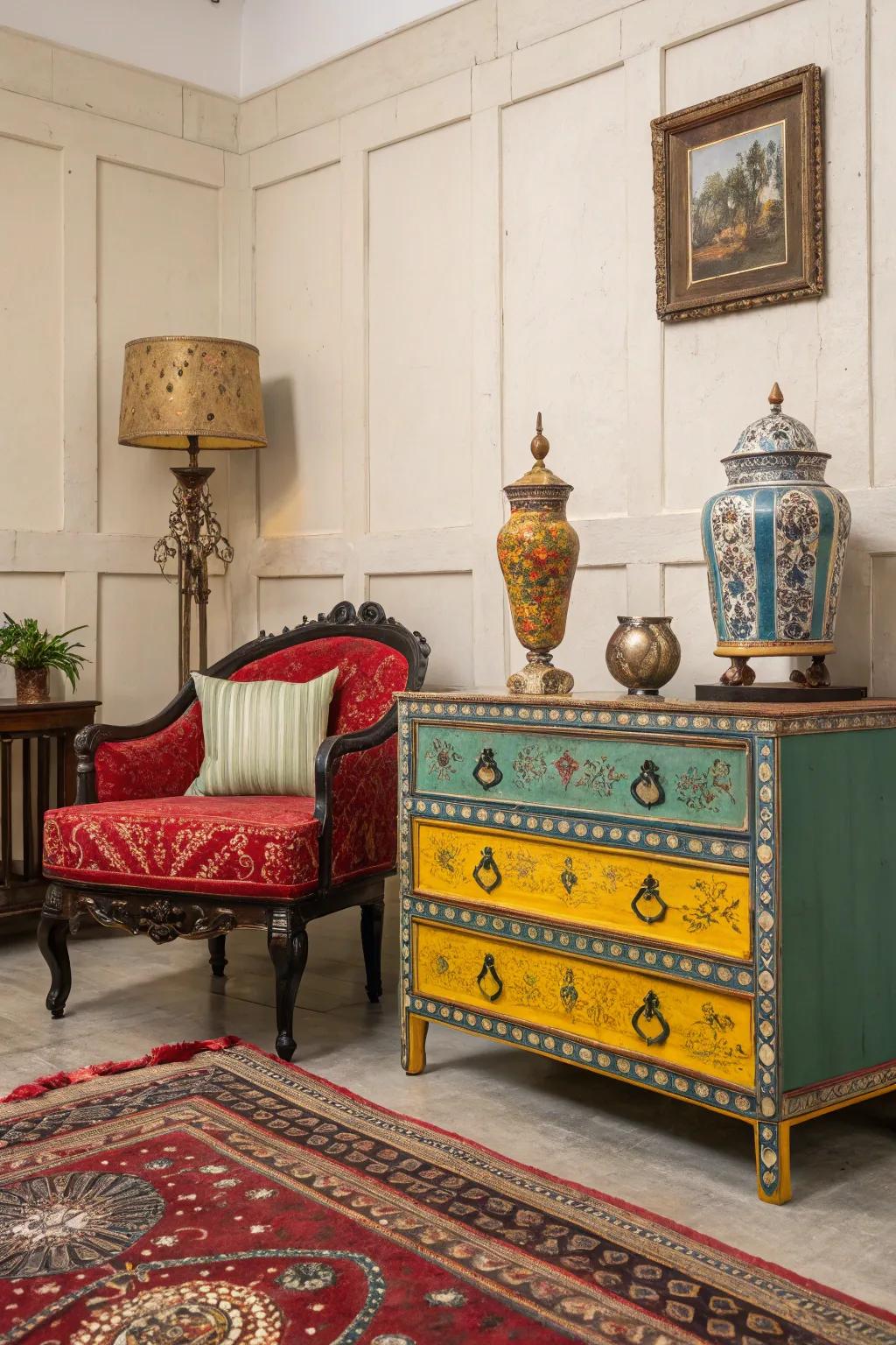 A room showcasing the charm of historical colors.