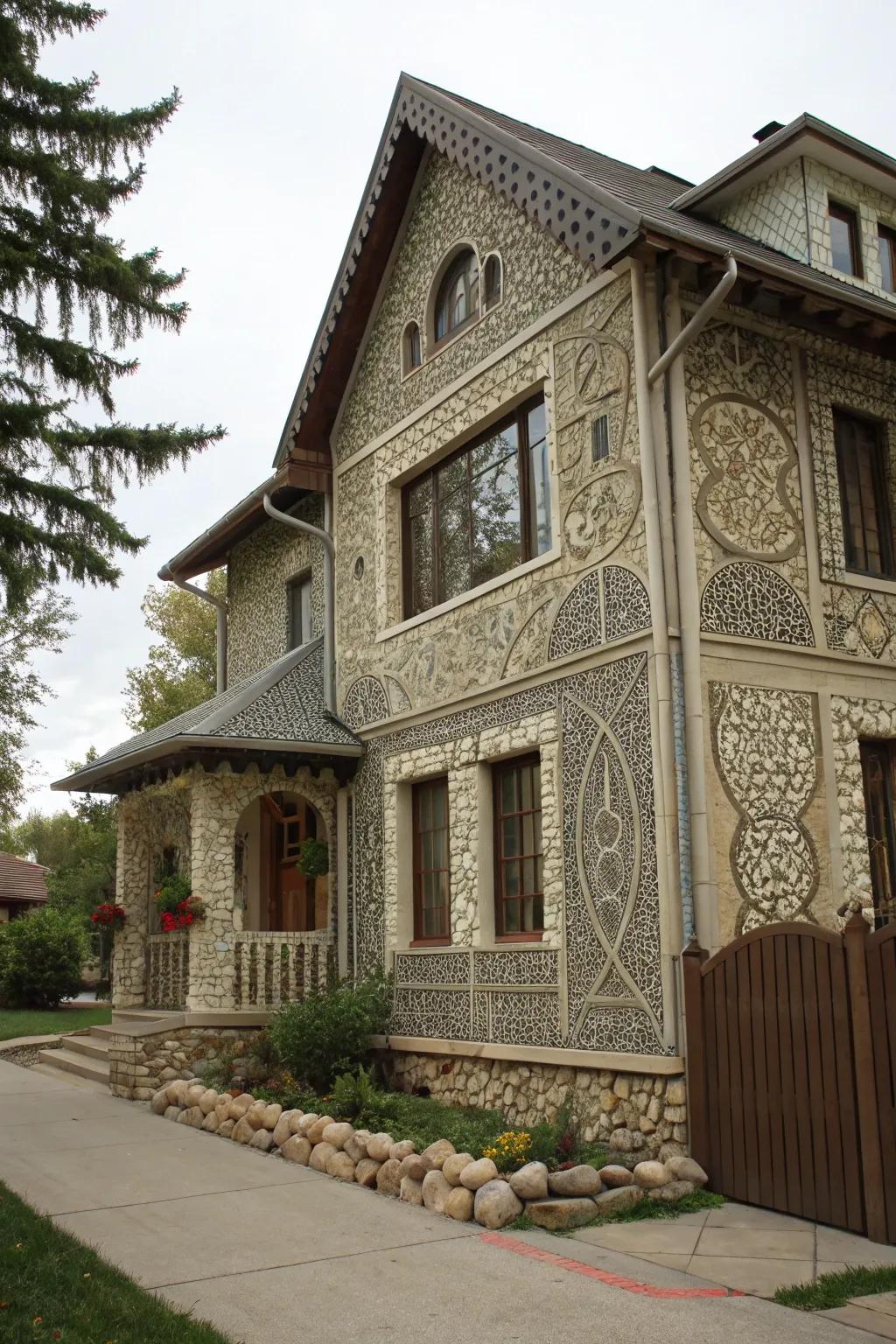 Intricate stone patterns creating visual interest.