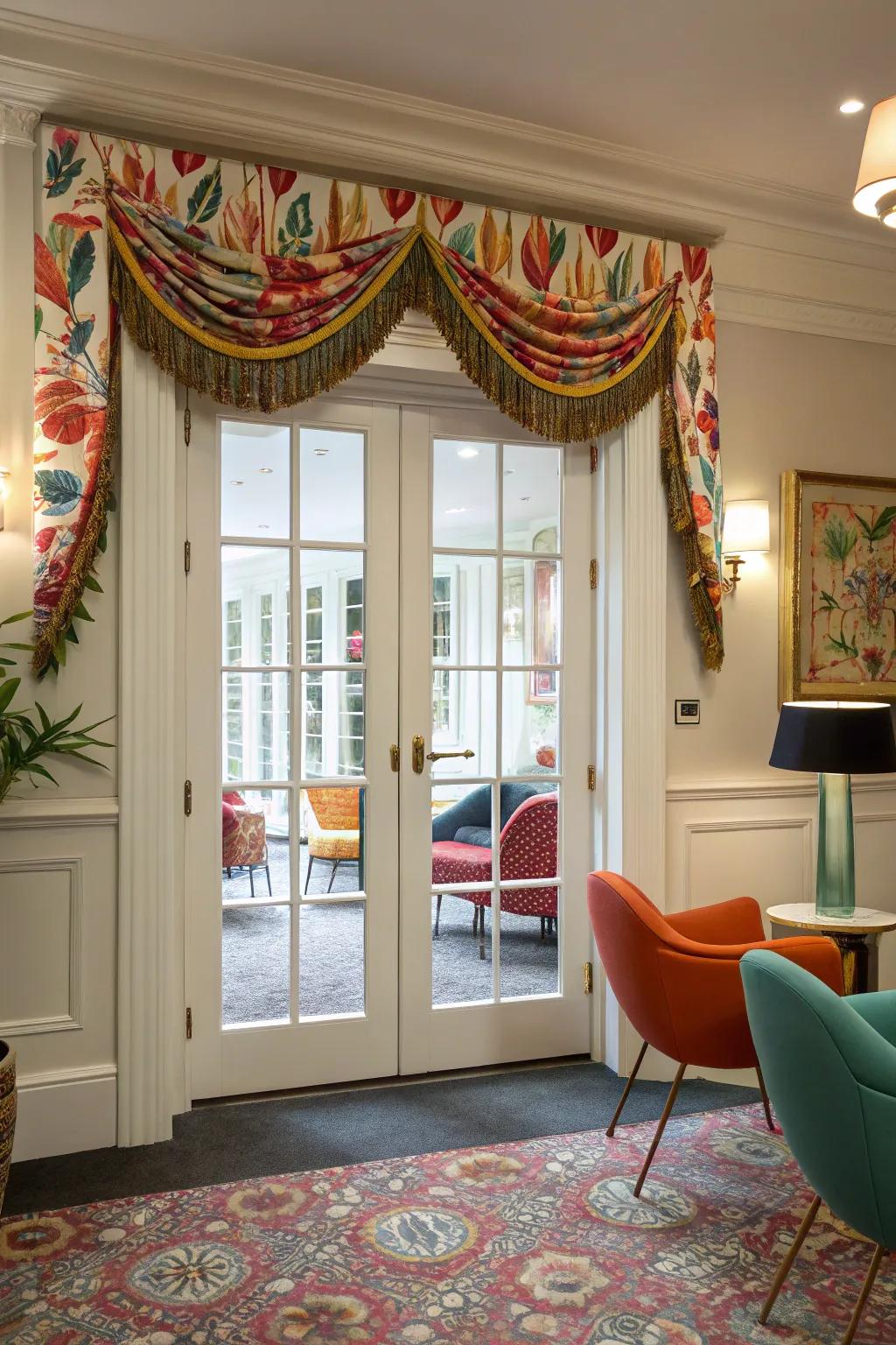 Valances provide a decorative touch and enhance French door aesthetics.