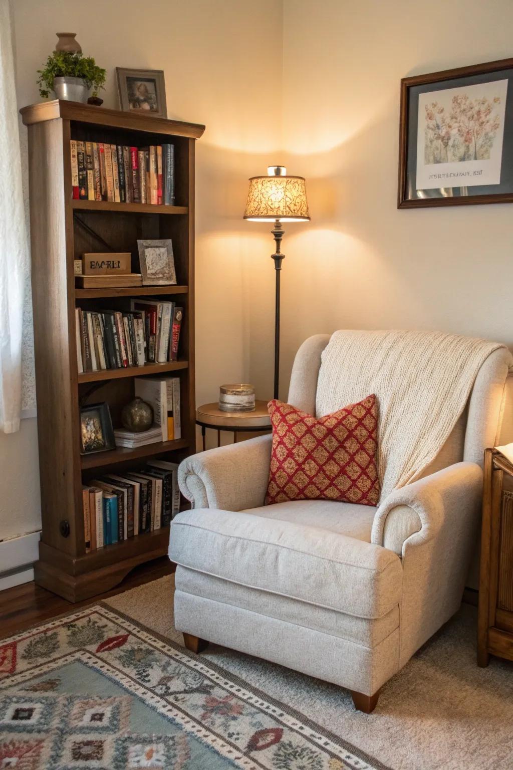 A tranquil reading nook perfect for unwinding with a good book.