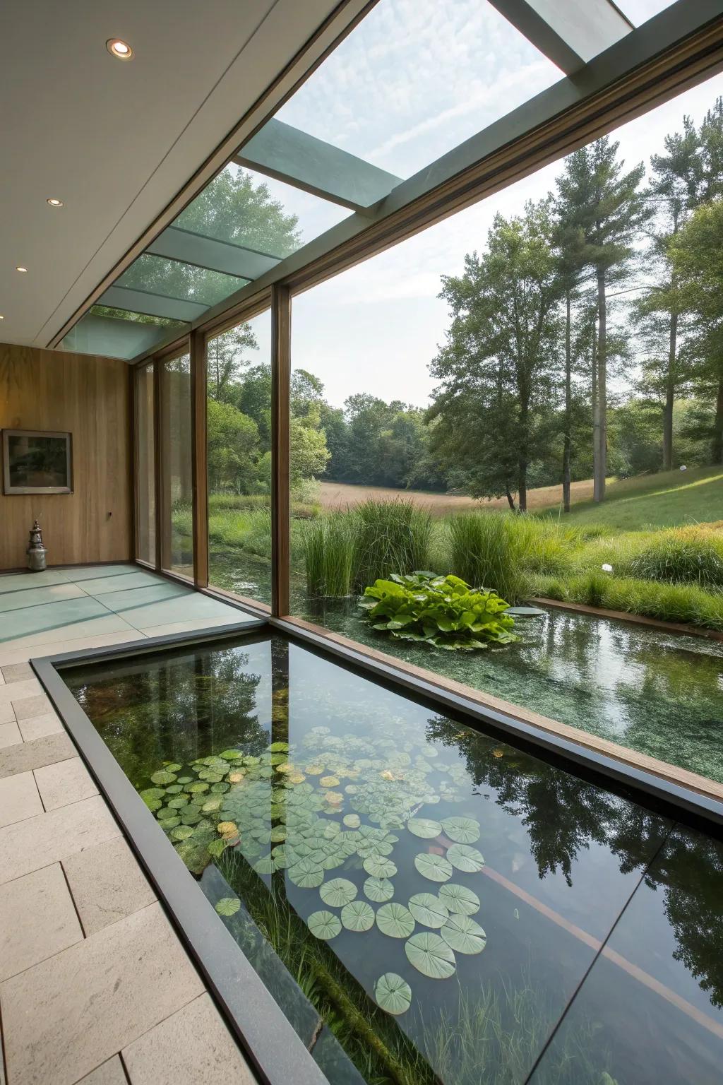 Indoor-outdoor ponds blur the lines between nature and home.